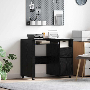 vidaXL Bureau met Wielen Zwart Eiken 91 x 50 x 77 cm Bewerkt hout