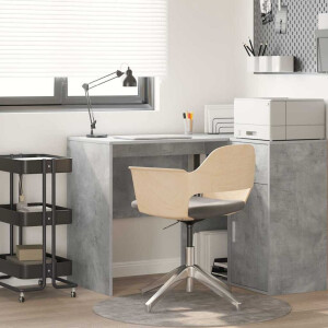 vidaXL Bureau met plank Beton Grijs 102 x 50 x 75 cm Bewerkt hout