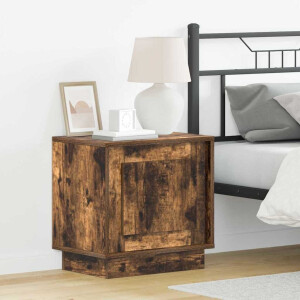 vidaXL Nachtkastje 2 pcs Gerookt eiken 44 x 34,5 x 45 cm Bewerkt hout