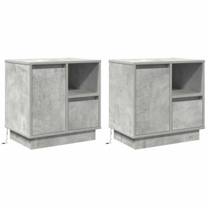 vidaXL Nachtkastje 2 pcs Beton Grijs 50 x 34,5 x 50 cm. Bewerkt hout