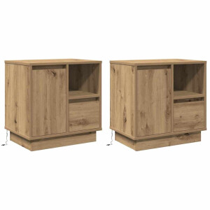 vidaXL Nachtkastje 2 pcs Artisan Eiken 50 x 34,5 x 50 cm. Bewerkt hout