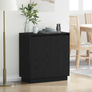 vidaXL Dressoir met plank Zwart Eiken 71 x 34,5 x 75 cm Bewerkt hout