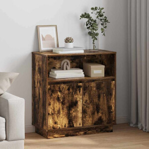 vidaXL LED Sideboard Gerookt eiken 71 x 34,5 x 75 cm Bewerkt hout