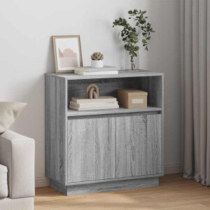 vidaXL LED Sideboard Grijs Sonoma 71 x 34,5 x 75 cm Bewerkt hout