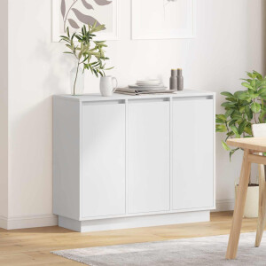 vidaXL LED Sideboard Wit 90 x 32 x 75 cm Bewerkt hout