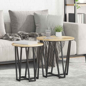 vidaXL Bijzettafelset 2 pcs Sonoma Eiken en Zwart