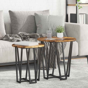 vidaXL Bijzettafelset 2 pcs Gerookt Eiken en Zwart
