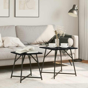 vidaXL Bijzettafelset 2 pcs Zwart Eiken