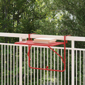 vidaXL Hangende Balkon Tafel Rood 60 x 39 x 65 cm Staal
