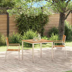 vidaXL Tuinstoel 2 pcs Massief Teakhout en RVS