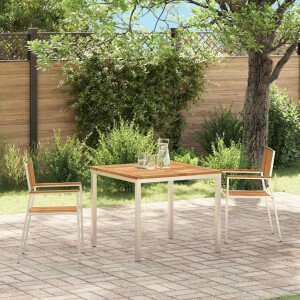 vidaXL Tuinstoel 2 pcs Massief Acacia Hout en Roestvrijstaal
