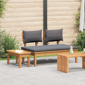 vidaXL Tuinbank en Tafel Set 2 pcs Grijs en Bruin Massief teakhout