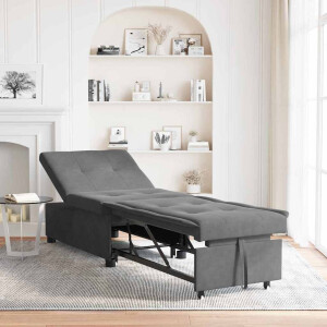vidaXL Uittrekbare Slaapbank Donkergrijs 194 x 67 x 82 cm Microvezel