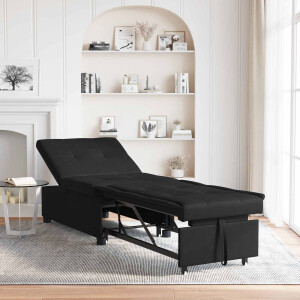 vidaXL Uittrekbare Slaapbank Zwart 194 x 67 x 82 cm Microvezel