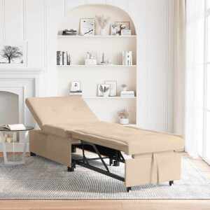 vidaXL Uittrekbare Slaapbank Crème 194 x 67 x 82 cm Microvezel