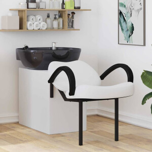 vidaXL Shampoo Stoel Wit en zwart 136 x 60 x 92 cm PVC