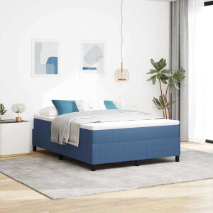 vidaXL Boxspringbed Blauw en Wit 160 x 200 cm Katoen Stof