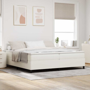 vidaXL Boxspringbed Crème en Wit 200 x 200 cm Katoen Stof
