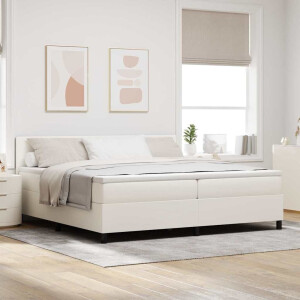 vidaXL Boxspringbed Crème en Wit 200 x 200 cm Katoen Stof