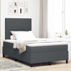 vidaXL Boxspringbed Donkergrijs en Wit 120 x 200 cm Katoen Stof