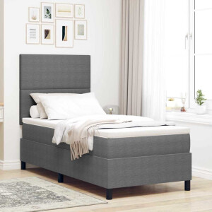 vidaXL LED Box Spring Bed Lichtgrijs en wit. 90 x 200 cm Katoen Stof