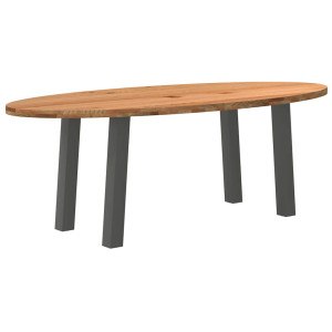 vidaXL Eettafel 220x100x74 cm ovaal massief eikenhout lichtbruin