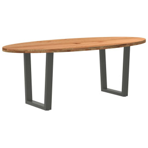 vidaXL Eettafel 220x100x74 cm ovaal massief eikenhout lichtbruin
