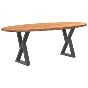 vidaXL Eettafel 220x100x74 cm ovaal massief eikenhout lichtbruin
