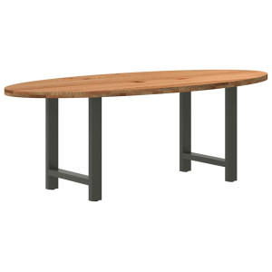 vidaXL Eettafel 220x100x74 cm ovaal massief eikenhout lichtbruin