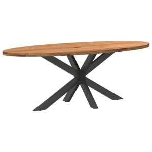 vidaXL Eettafel 220x100x74 cm ovaal massief eikenhout lichtbruin