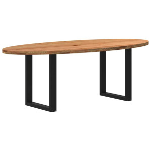 vidaXL Eettafel 220x100x74 cm ovaal massief eikenhout lichtbruin