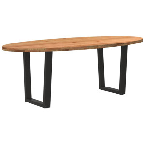 vidaXL Eettafel 220x100x74 cm ovaal massief eikenhout lichtbruin