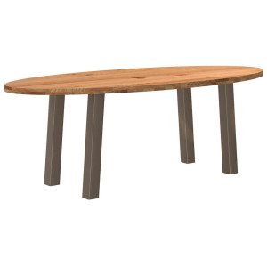 vidaXL Eettafel 220x100x74 cm ovaal massief eikenhout lichtbruin