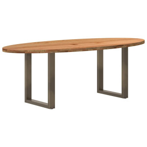 vidaXL Eettafel 220x100x74 cm ovaal massief eikenhout lichtbruin