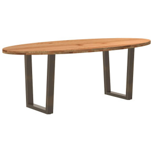 vidaXL Eettafel 220x100x74 cm ovaal massief eikenhout lichtbruin