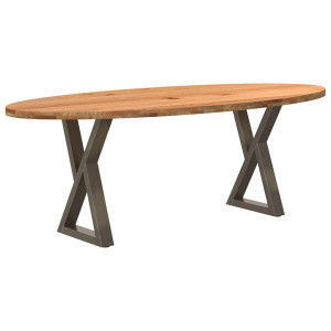 vidaXL Eettafel 220x100x74 cm ovaal massief eikenhout lichtbruin