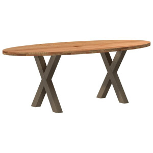 vidaXL Eettafel 220x100x74 cm ovaal massief eikenhout lichtbruin