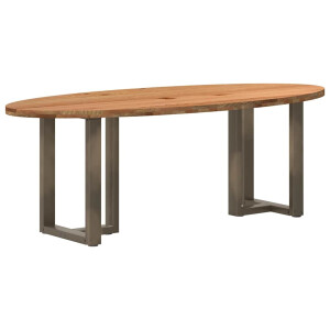 vidaXL Eettafel 220x100x74 cm ovaal massief eikenhout lichtbruin