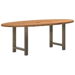 vidaXL Eettafel 220x100x74 cm ovaal massief eikenhout lichtbruin