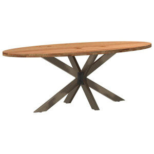 vidaXL Eettafel 220x100x74 cm ovaal massief eikenhout lichtbruin