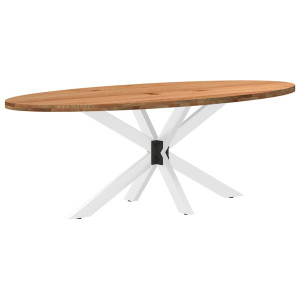 vidaXL Eettafel 220x100x74 cm ovaal massief eikenhout lichtbruin