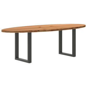 vidaXL Eettafel 240x100x74 cm ovaal massief eikenhout lichtbruin
