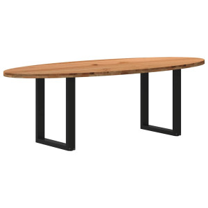 vidaXL Eettafel 240x100x74 cm ovaal massief eikenhout lichtbruin