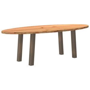 vidaXL Eettafel 240x100x74 cm ovaal massief eikenhout lichtbruin