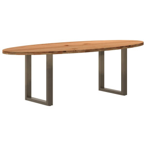 vidaXL Eettafel 240x100x74 cm ovaal massief eikenhout lichtbruin