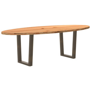 vidaXL Eettafel 240x100x74 cm ovaal massief eikenhout lichtbruin