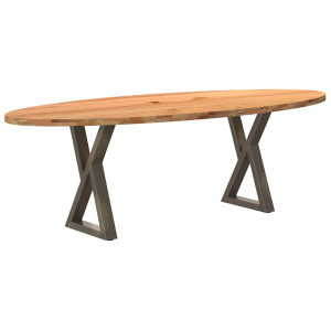 vidaXL Eettafel 240x100x74 cm ovaal massief eikenhout lichtbruin