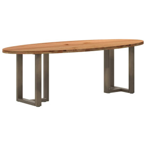 vidaXL Eettafel 240x100x74 cm ovaal massief eikenhout lichtbruin