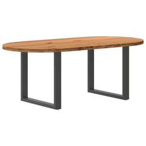 vidaXL Eettafel 200x100x74 cm ovaal massief eikenhout lichtbruin