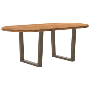 vidaXL Eettafel 200x100x74 cm ovaal massief eikenhout lichtbruin